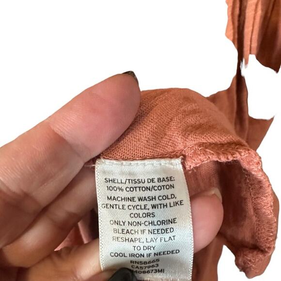 Caslon Salmon Pink Short Sleeve Cotton Wrap Style Front Dress Women Sz L - Picture 9 of 9